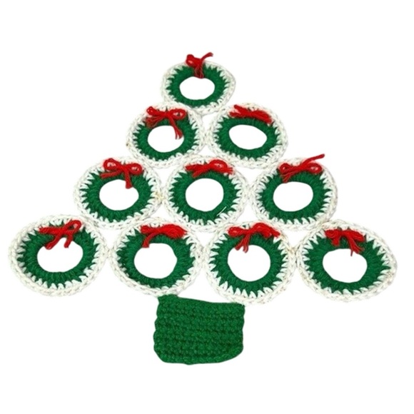 1980s Handmade Crochet Christmas Tree Decor - Picture 1 of 5
